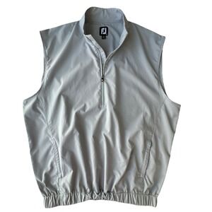 FootJoy Golf Vest Mens L Gray 1/4 Zip Windbreaker Performance Mock Neck Pullover